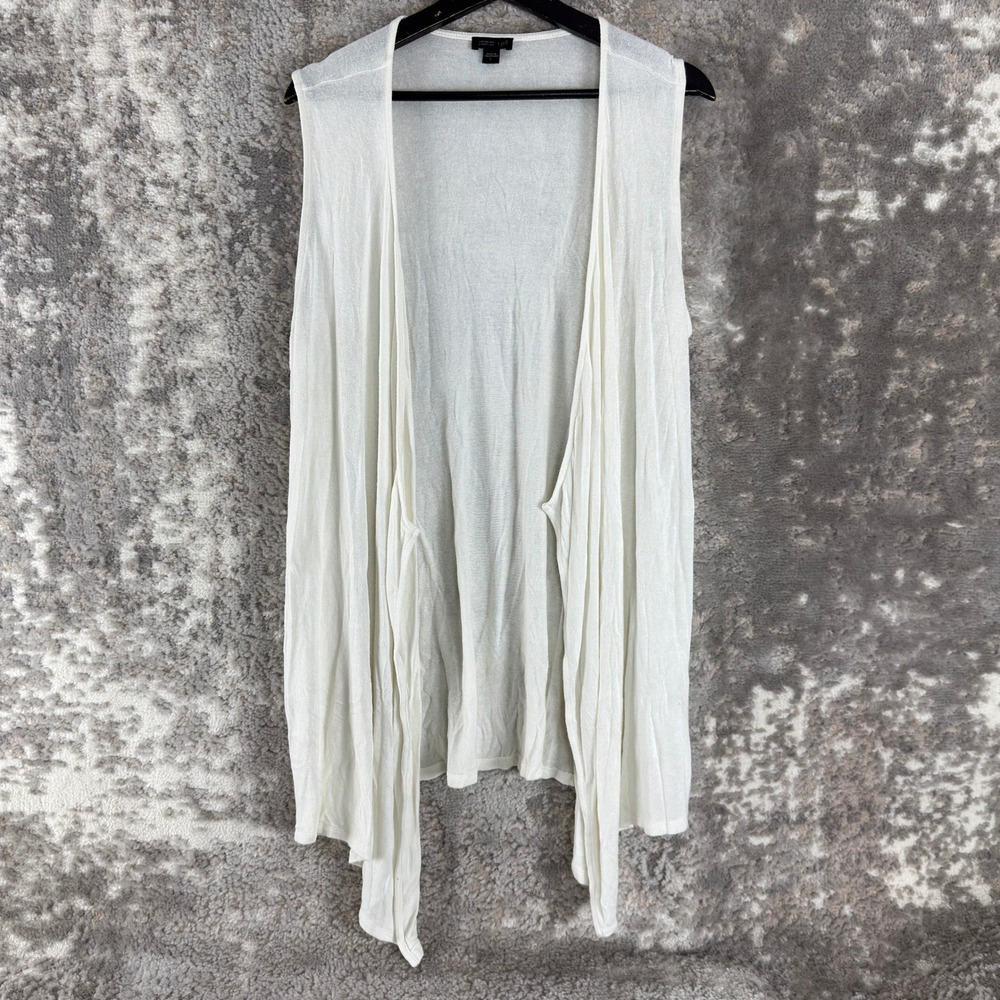 J. Jill Size L Wearever Open Front Drape Knit Layering Vest White Womens